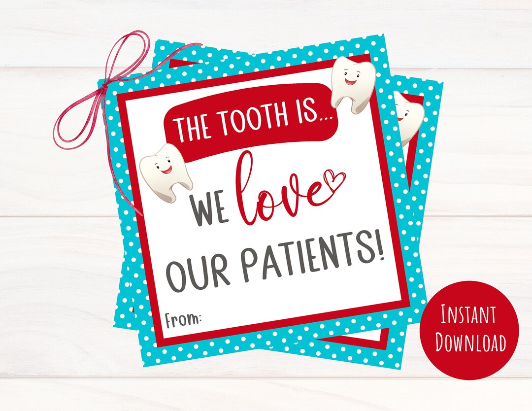 Dental Patient Appreciation Printable Dentist Valentine's Etsy