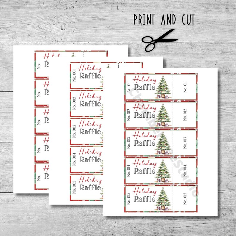 Christmas Holiday Raffle Tickets, School Fundraiser, Charity Event ...