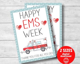 EMS Week gift tag, First Responder gift, Happy Emergency Medical Services Week, EMT appreciation, gift for Paramedics, instant download