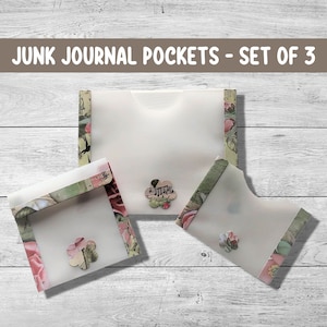 Inserti tascabili Junk Journal, buste di carta trasparente, 3 pezzi, effimeri scrapbooking, posta felice, posta ordinaria