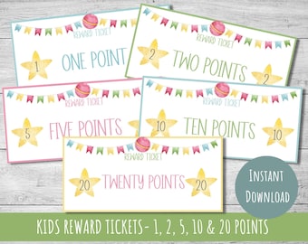 Kids reward coupons, positive behavior points, kids reward system, printable reward tickets, homeschooling