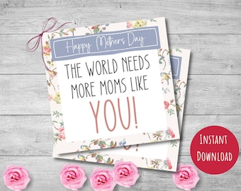 Mother's Day gift tag, 3" size cards, printable Mom gift tag, instant download, happy Mothers Day