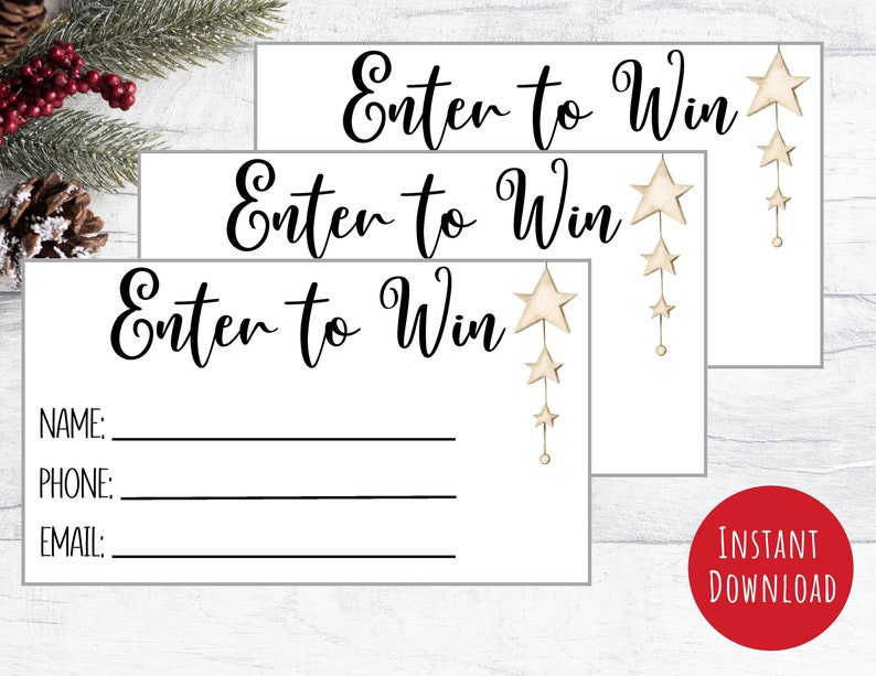 Printable Enter to Win Tickets, 2x3.5 Size Cards, School Fundraiser