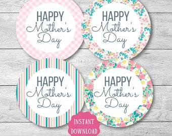 Mother&#39;s Day cookie gift tag, 2&quot; & 2.5&quot; sizes, Mother&#39;s Day cupcake toppers, printable Mom gift tag, instant download