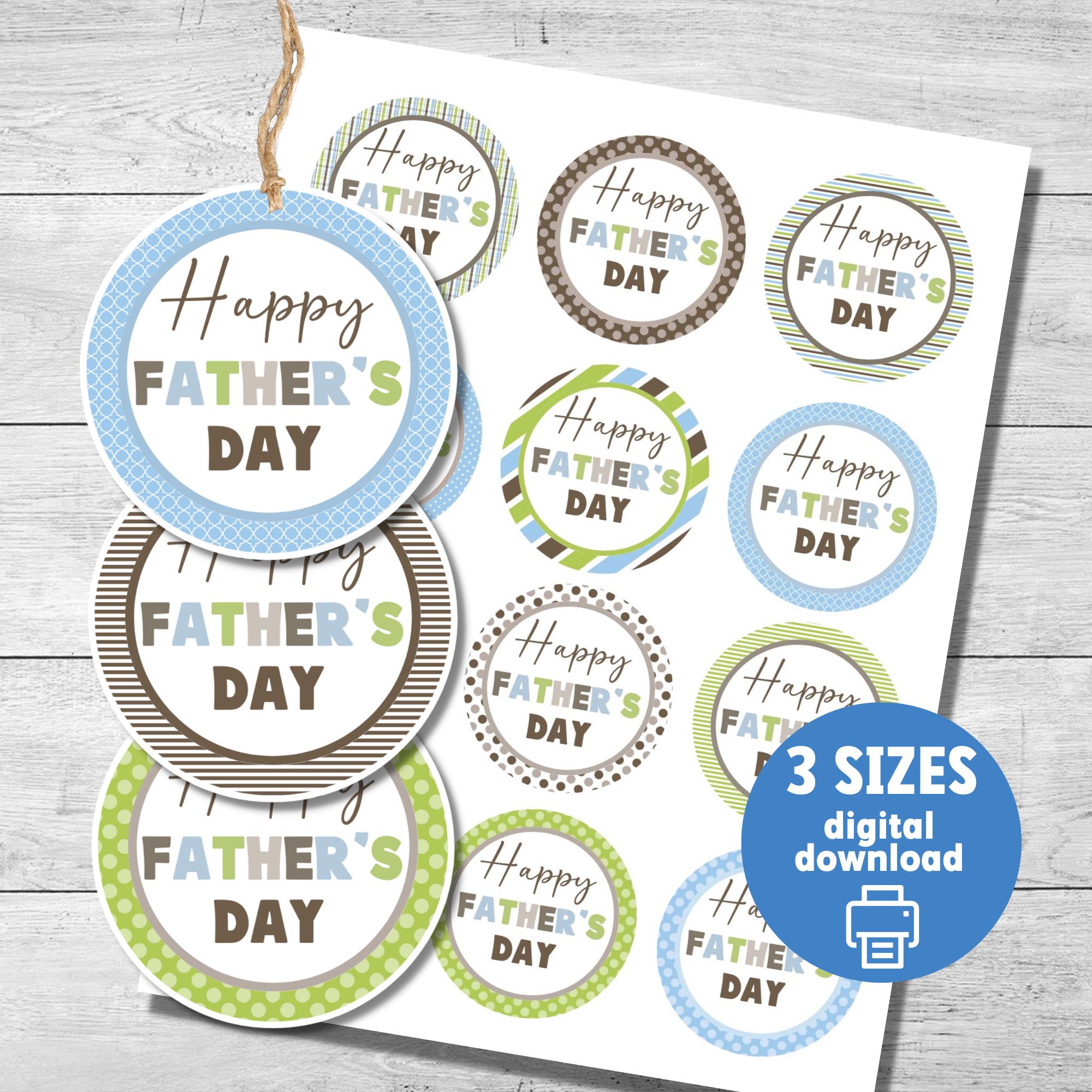 Fathers Day cookie gift tag, 2", 3" & 4", printable cupcake toppers, gift tag for Dad, Grandad, Grandpa, printable tags, instant download