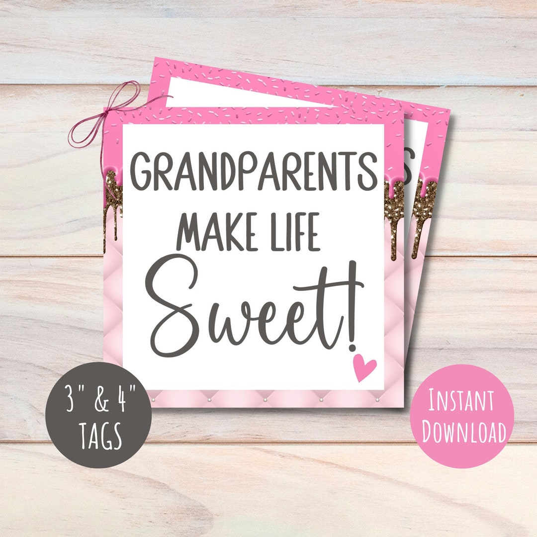 Happy Grandparents Day Gift Tag, Appreciation Gift Tag, 3" &amp; 4" Tags ...