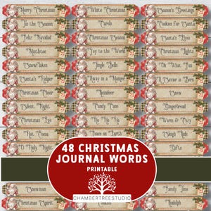 Weihnachts Wort Etiketten, druckbare Vintage Junk Journal Ephemera, Weihnachts Wort Schnipsel für Kartenherstellung und Scrapbooking, sofortiger Download