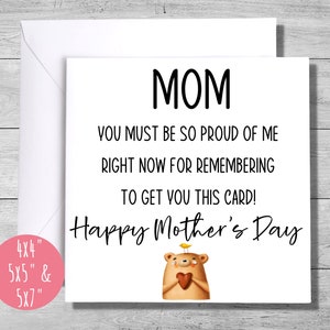 Cartão engraçado para a mãe no Dia das Mães, cartão de felicitações para impressão, cartão fofo para a mãe, de filho, filha, filhos, download instantâneo