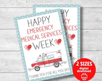 EMS Week gift tag, first responder gift, Emergency Medical Services Week, EMT appreciation, gift for Paramedics, instant download