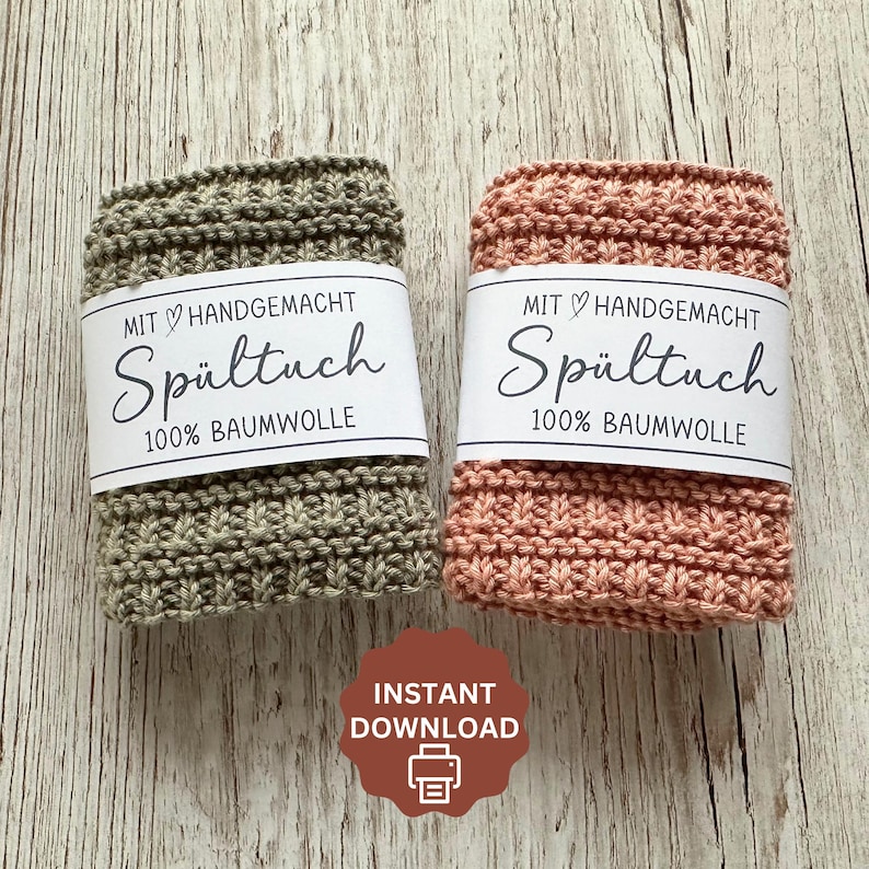 Printable Dishcloth Banderole – Labels for Crochet and Knitted ...