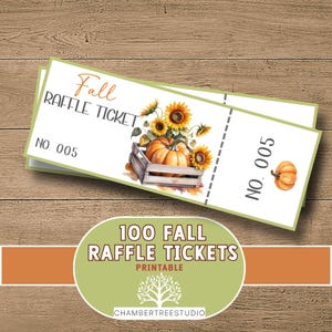 Herbst-Herbst-Tombola, 2,1 "x 5,5", druckbare Gutscheine für Fundraising-Eintrittskarten, Charity-Veranstaltung, Thanksgiving, sofortiger Download