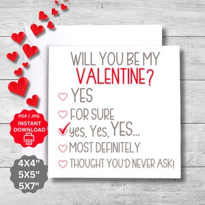 ¿Quieres ser mi tarjeta de San Valentín?, linda tarjeta de felicitación del Día de San Valentín, tarjeta de intercambio para niños, descarga instantánea
