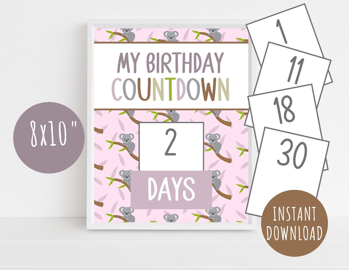 Birthday Countdown Calendar Printable DIY Kids Birthday Countdown Sign
