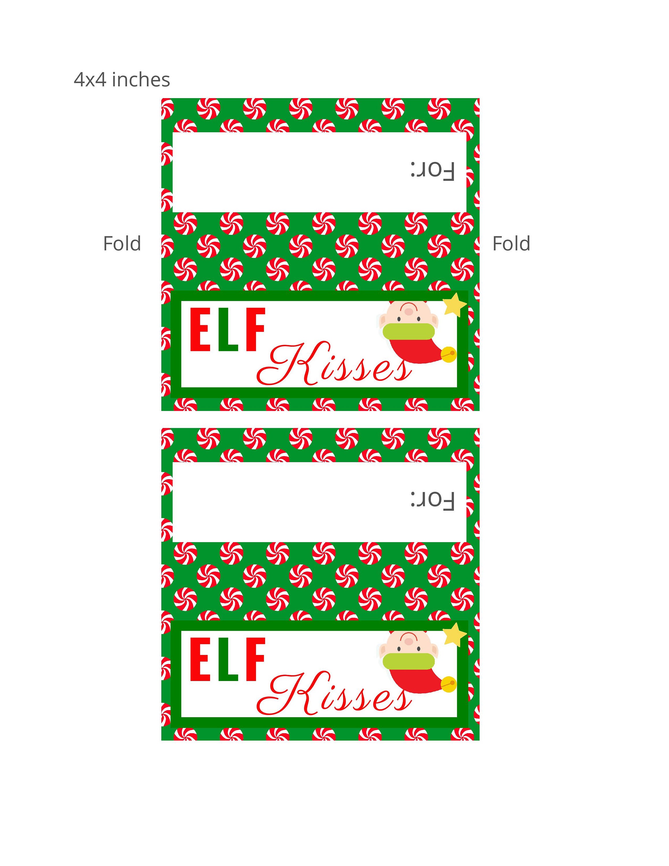 Elf Kisses Bag Toppers, 3, 4 &amp; 5 Sizes, Candy Treat Bag, Holiday Party ...