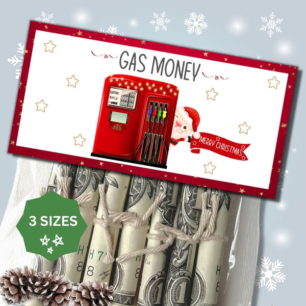 Gas Money holder, Christmas bag topper, Holiday cash gift tag, money gift idea, fun holiday gift for teens, coworker, stocking stuffer