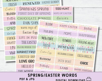 Spring Junk Journal Words | Easter Printable Word Ephemera | Scrapbooking Embellishments | Digital Spring Collage Sheets