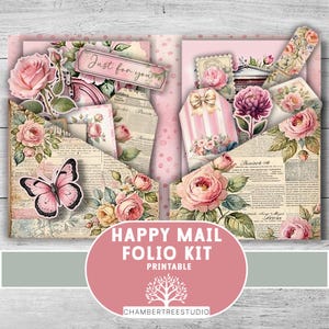 Kit folio Happy Mail, cadeau de fête des mères, cadeau carte pliable pour maman, encart pour journal indésirable, pochette chargée