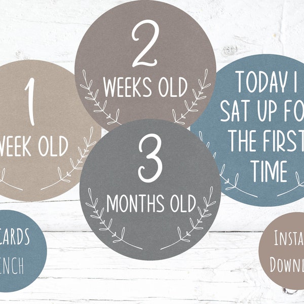 Printable monthly baby milestone cards, new mom gift, Baby's first year, baby memories, newborn photo props