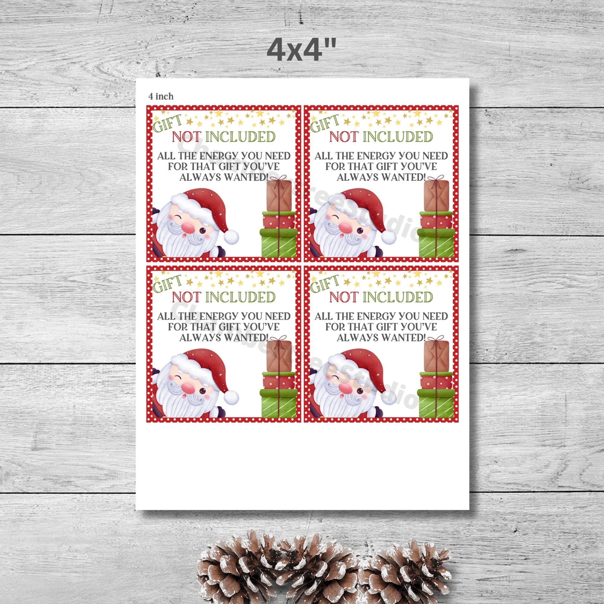 Gift Not Included Graphics Gift Not Included Tag, White Elephant Gift Tag, Funny Christmas Gag ...