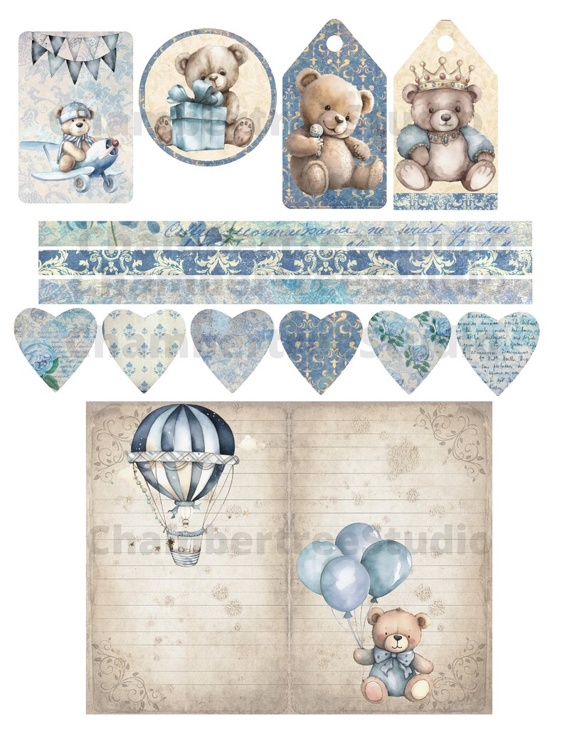 Baby Boy Words, Printable Word Sentiments, Vintage Baby Junk Journal ...