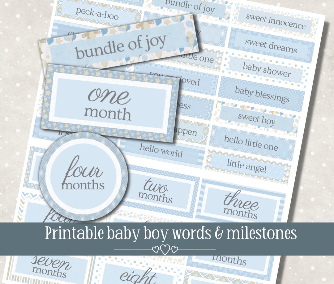 Baby Boy Words, Printable Word Sentiments, Baby Junk Journal, Baby ...