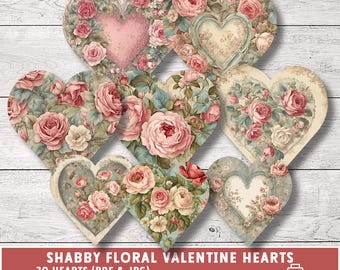 Shabby Floral Hearts Ephemera – 30 Fussy Cuts for Valentine’s Junk Journals, Scrapbooking and Valentine’s Day Crafts