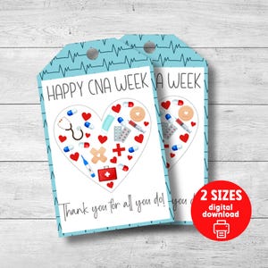CNA Week appreciation gift tag, Happy CNA Week, Certified Nursing Assistant Week, printable cookie tag, cookie packaging