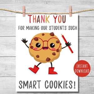 Smart cookie teacher appreciation sign, printable school staff 8x10 inch sign, Teacher Appreciation Week, instant download
