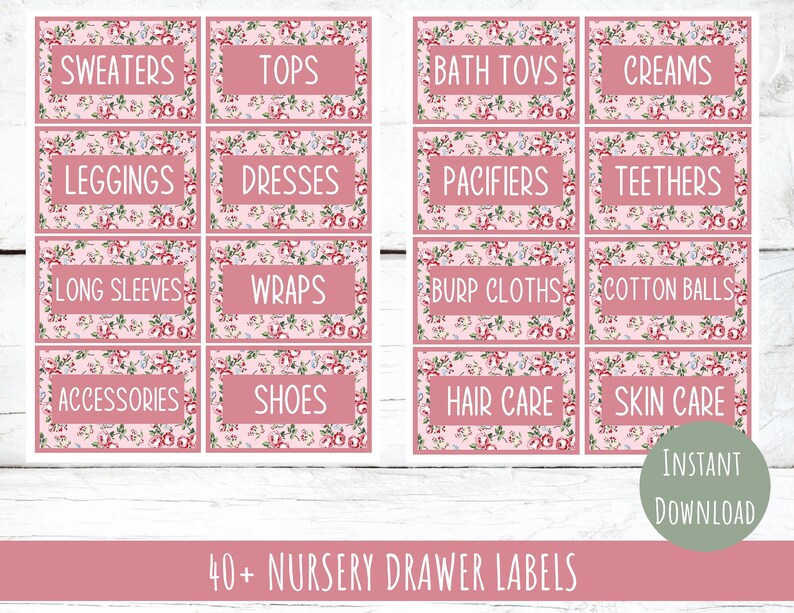 Printable Baby Nursery Drawer Labels Nursery Organization Etsy
