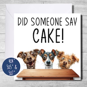 Tarjeta divertida de cumpleaños con forma de pastel de perro, tarjeta para mamá de perro, tarjeta de regalo divertida para jefe, compañero de trabajo, papá, hermana, hermano, descarga instantánea