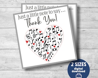 Music Teacher appreciation gift tag, printable thank you gift tag, school music gift tag, Orchester, Music Band, Choir, instant download