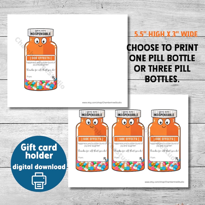 Pill Bottle Gift Card Holder, Nurse Week Appreciation, Pharmacy Week ...