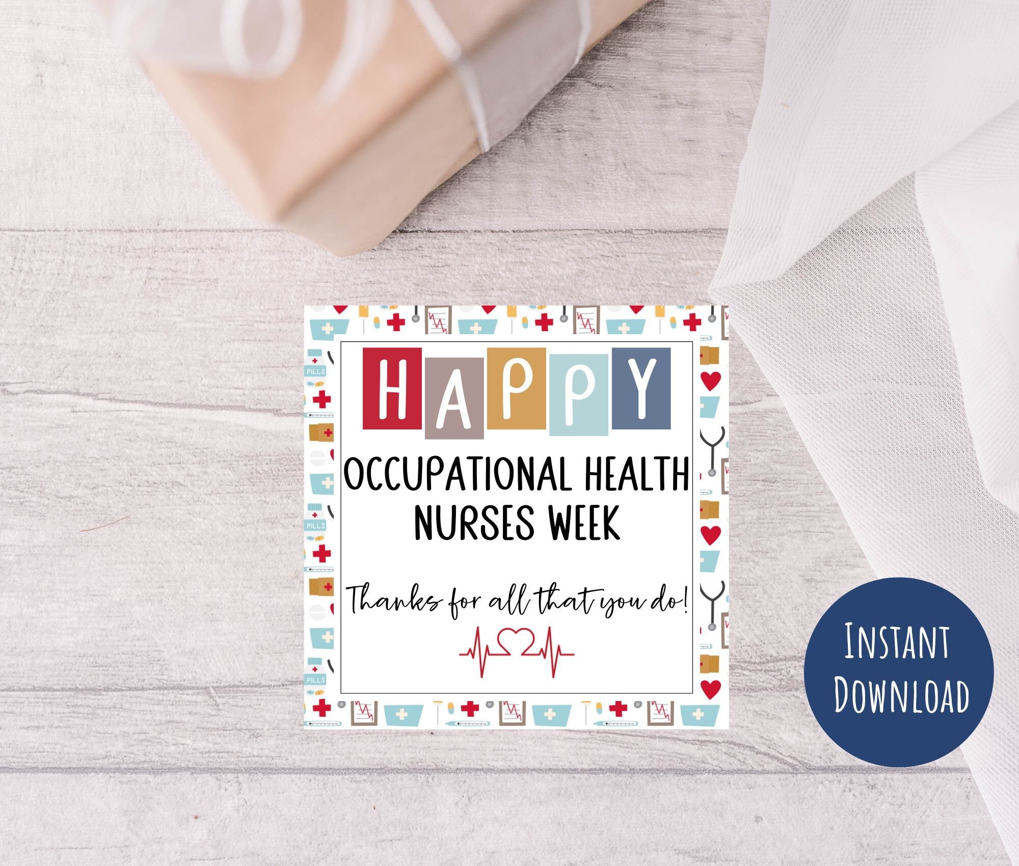 Occupational Health Nurses Week Gift Tag, OHN Week, 3 and 4 Gift Tags