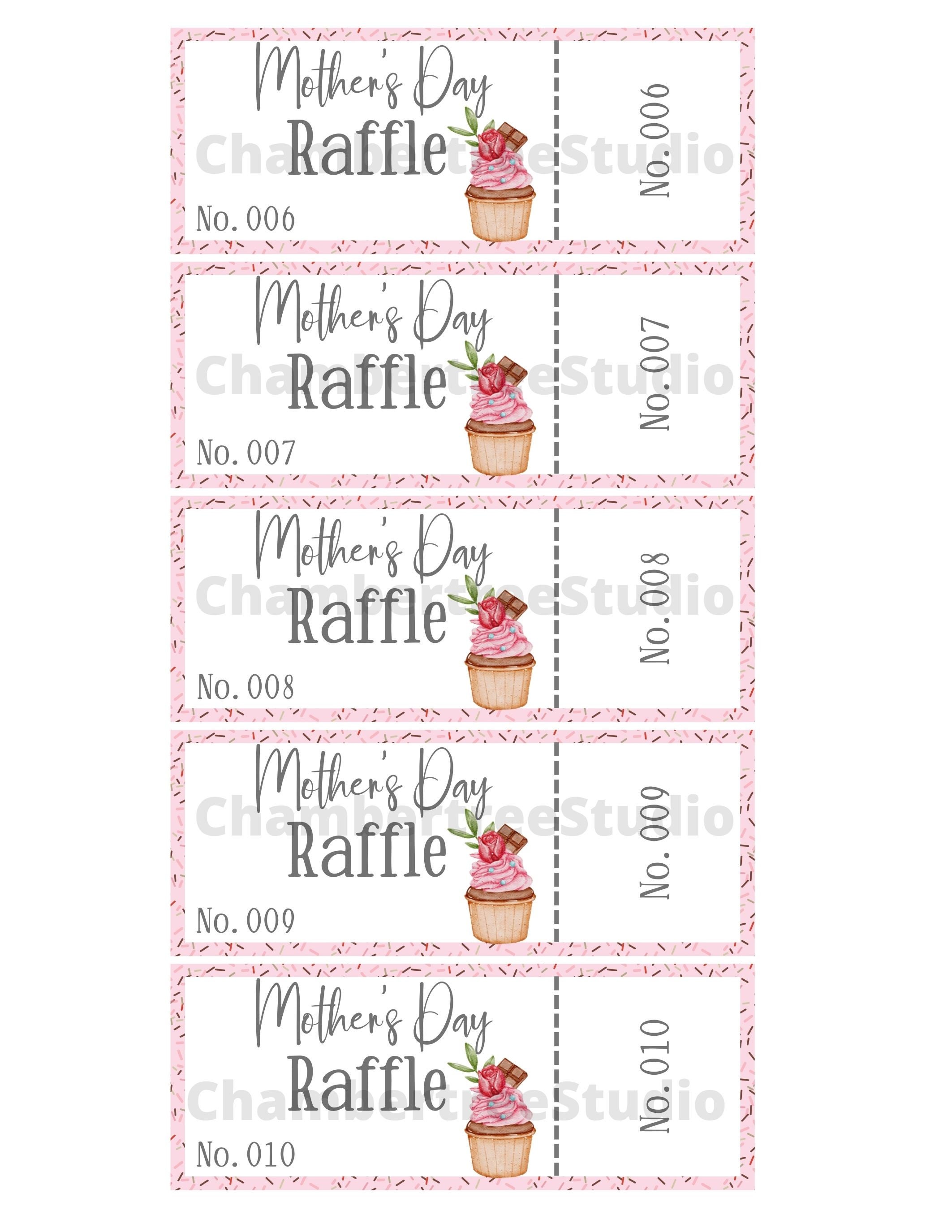 Mother's Day Raffle Tickets, 2. X 5.2, Fundraising Ticket Coupons ...