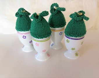 St Patrick's Day egg cozy, egg warmer, Easter egg beanie, knitted egg cozies, set of 4, spring decor