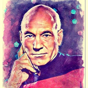 Jean-Luc Picard - Star Trek Watercolor Painting Artistic Print, Decoration, Poster, Watercolor Print, Wall Art