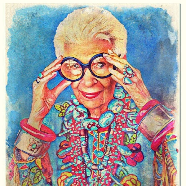 Iris Apfel Watercolor painting Art print, decoration, poster, watercolor print, wall art