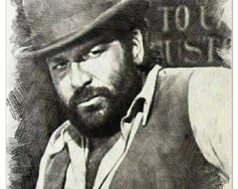 Bud Spencer Pencil Drawing Art Print, decoration, poster, drawing print, wall art