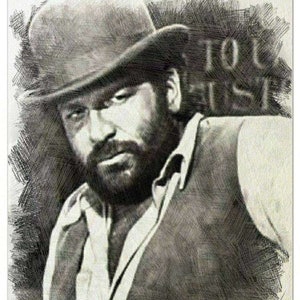 Bud Spencer Bleistiftzeichnung Kunstdruck, Dekoration, Poster, Zeichnungsdruck, Wandkunst