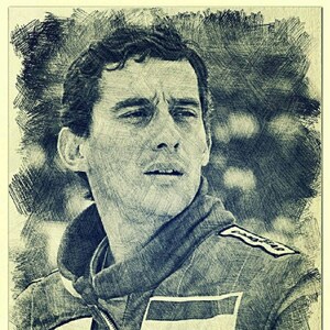 Ayrton Senna Bleistiftzeichnung Künstlerischer Druck, Dekoration, Poster, Zeichnungsdruck, Wandkunst