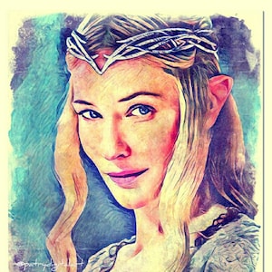 Galadriel Aquarellmalerei Künstlerischer Druck, Dekoration, Poster, Aquarelldruck, Wandkunst