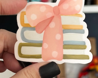 Bows and Books Water resistant Vinyl Sticker Decal a Book Club Essential!