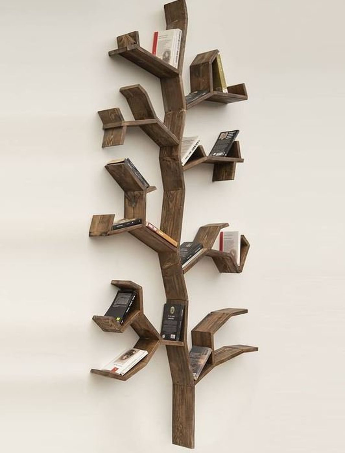 Wooden Tree Branch Bookcases Rustic Tree Bookshelves Book Etsy