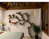 Rustic Wooden Tree Bookcases, Decorative Tree Branch Bookshelves, Book stand, Farmhouse Wall Shelf, Natural Design Library