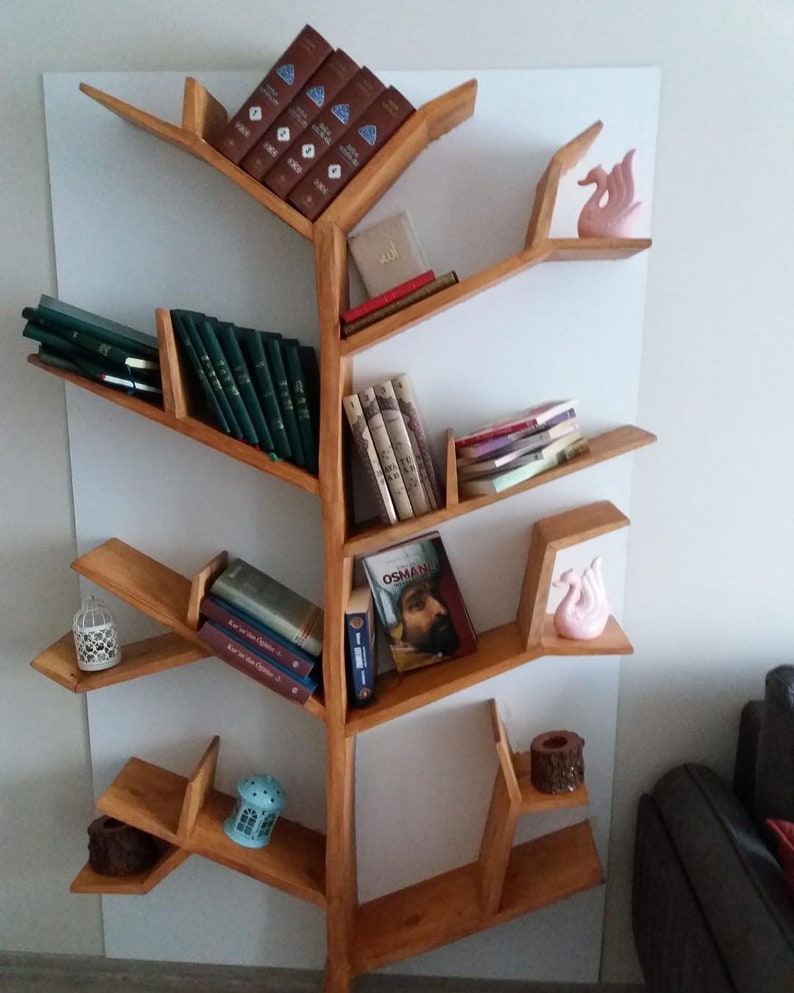 Wooden Tree Bookcases Rustic Tree Branch Bookshelves Book Etsy