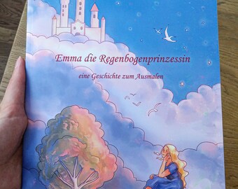 Emma the Rainbow Princess - a children's book for coloring from 4 years - A4 Softcover with high-quality thread binding