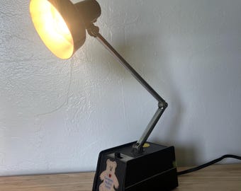 Vintage Mobilite schwarze Lampe, kleine hi lo Leselampe 80er Jahre