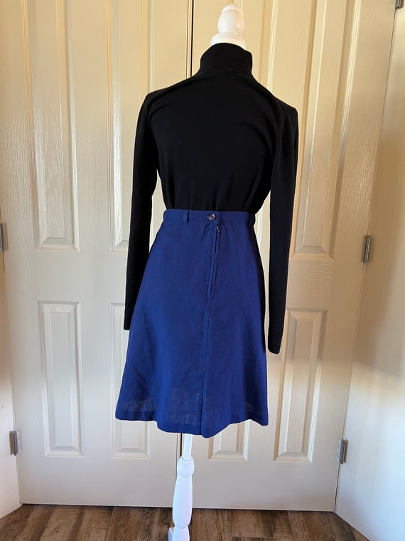 Vintage womens skirt, XS, blue a-line 60s knee le… - image 2