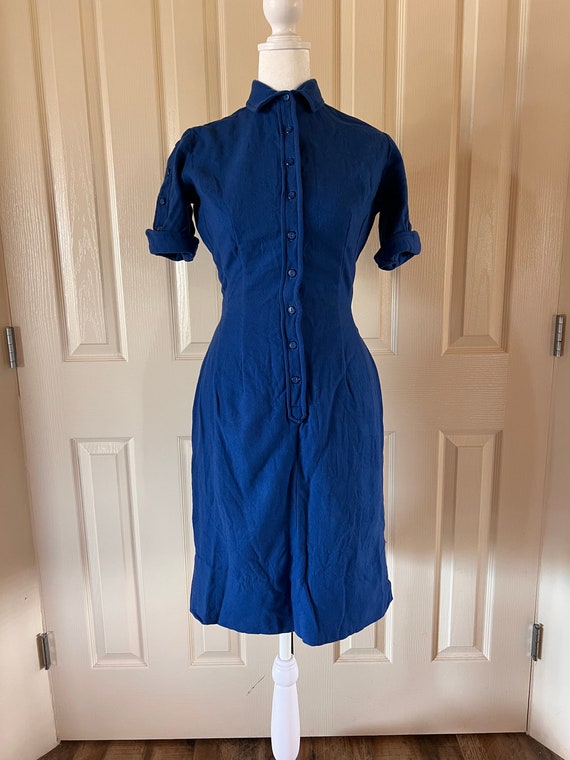 Vintage Bobby Brooks Wool Blend Dress Extra Small to Small Short Sleeve Mod 60s Dark Blue Fall Dress Etsy Canada