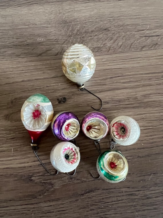 Collect of vintage glass ornaments made in Japan, indents and lanterns dents, mica and mercury glass 30s, 40s, 50s glass Christmas ornaments